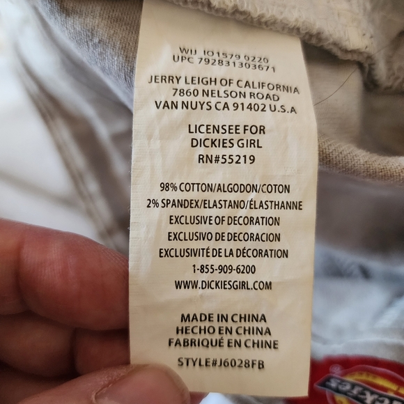 DICKIES Cream Tan Tie Dye Denim Shorts Cuffed Hem Stretchy Festival Size 11 / 30 - Picture 16 of 16